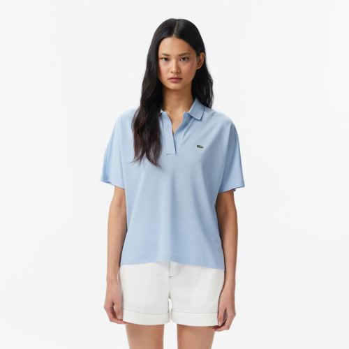 Женская рубашка-поло Lacoste из струящегося хлопка свободного кроя