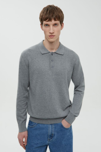 Поло с длинным рукавом из хлопка