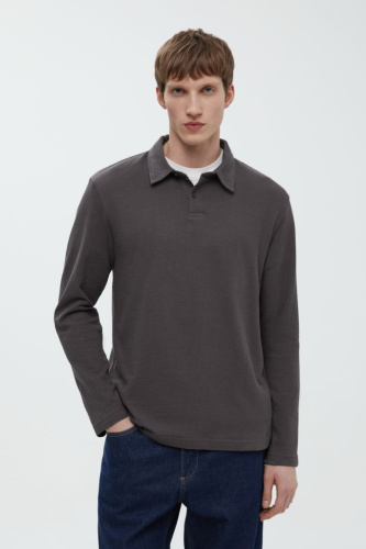 Поло с длинным рукавом из хлопка