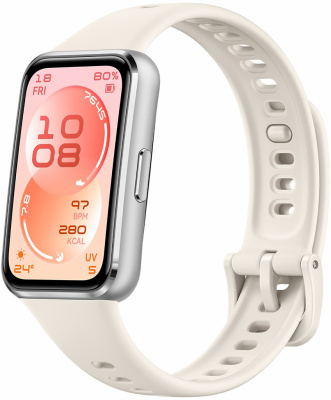 Умные часы HUAWEI Band 11 алюминевые серебристые, с белым ремешком