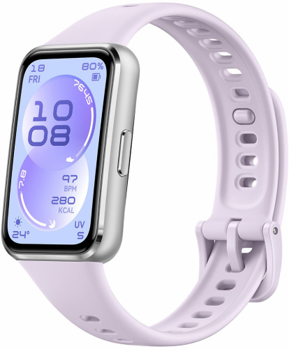 Умные часы HUAWEI Band 11 алюминевые серебристые, с фиолетовым ремешком