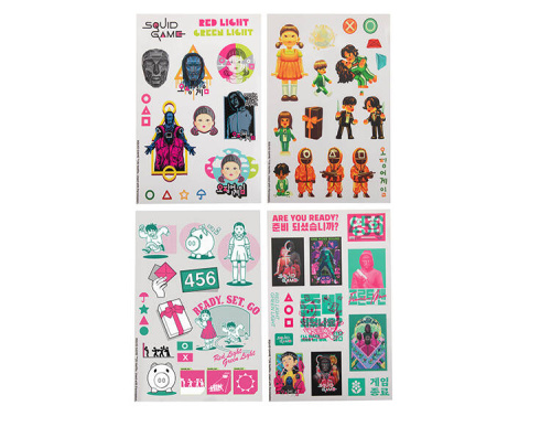 Стикеры Игра в кальмара - набор из 60 шт (4 листа)