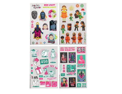 Стикеры Игра в кальмара - набор из 60 шт (4 листа)