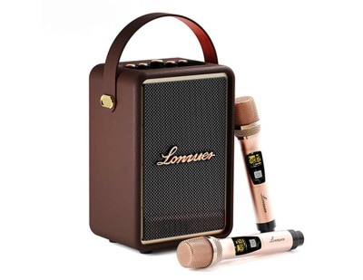 Портативная колонка с двумя микрофонами Lonzuer Running (коричневый)