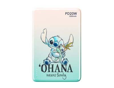 Внешний беспроводной магнитный аккумулятор Дисней Лило и Стич, Стич (зеленый, 5000 мАч)