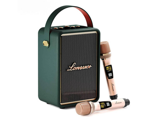 Портативная колонка с двумя микрофонами Lonzuer Running (зеленый)