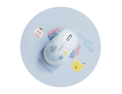 Мышь беспроводная Дисней Лило и Стич, Стич + коврик для мыши (голубой)