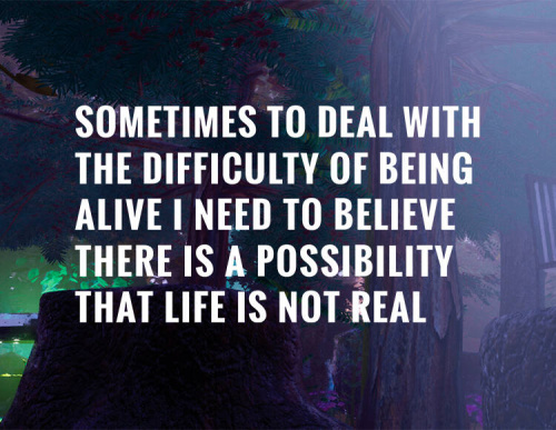 Sometimes to Deal with the Difficulty of Being Alive, I Need to Believe There Is a Possibility That Life Is Not Real. (PC)