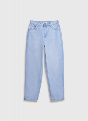 Прямые джинсы с высокой посадкой для девочек, Голубой