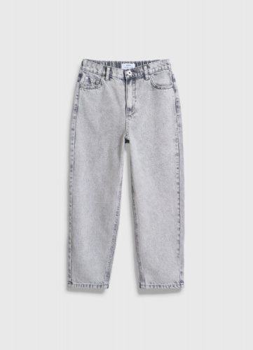 Прямые джинсы с высокой посадкой для девочек, Серый