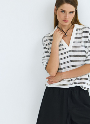 Трикотажное поло из вискозы, Бежевый