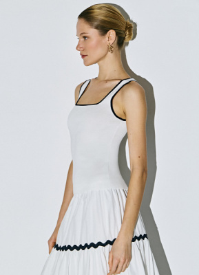 Трикотажный топ с контрастной отделкой, Белый