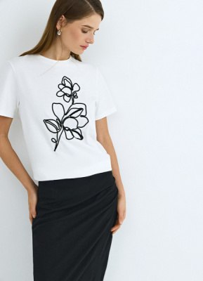 Футболка с цветочным декором, Белый