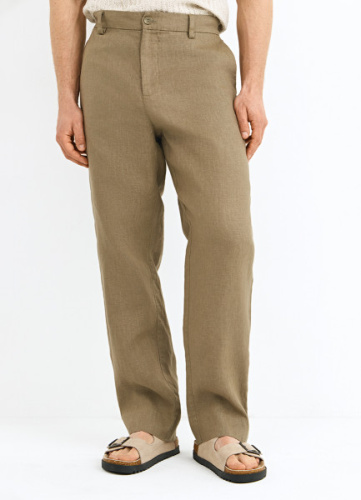 Брюки изо льна, Бежевый