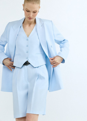 Шорты-бермуды со складками, Голубой