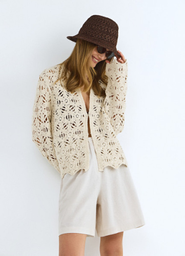 Шорты из хлопка и льна, Бежевый