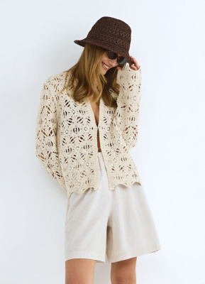 Шорты из хлопка и льна, Бежевый