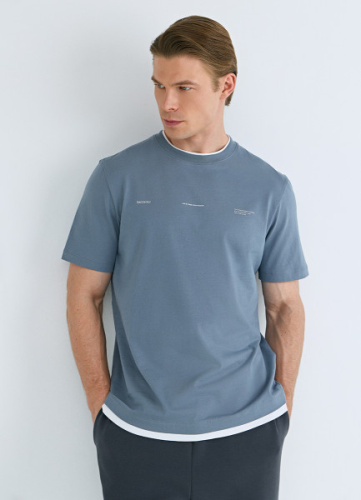 Футболка с имитацией второго слоя, Синий