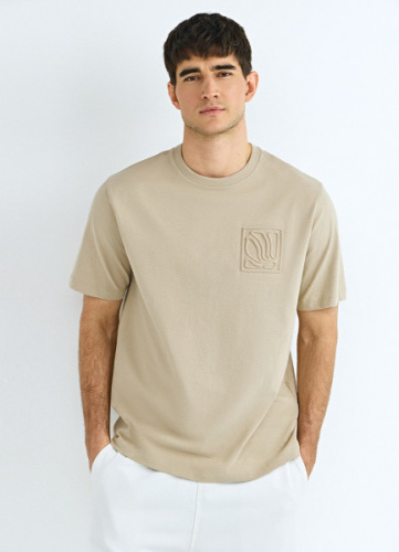 Футболка с принтом, Бежевый
