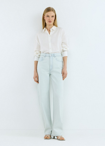 Джинсы Баррел с высокой посадкой, Голубой