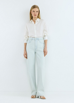 Джинсы Баррел с высокой посадкой, Голубой