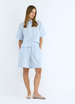 Шорты из хлопка и льна, Голубой