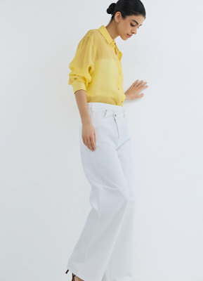 Широкие джинсы с асимметричной застёжкой, Белый