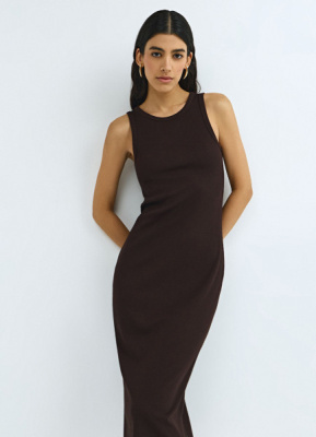 Платье-майка из трикотажа, Коричневый