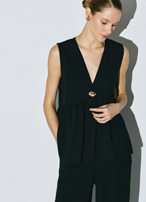 Топ из вискозы с застёжкой, Черный