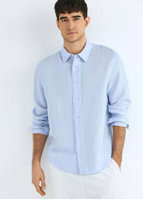 Рубашка изо льна, Голубой