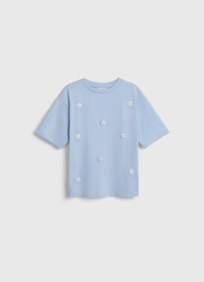 Футболка с декором для девочек, Голубой