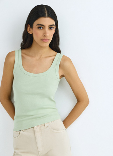 Базовая майка в рубчик, Зеленый