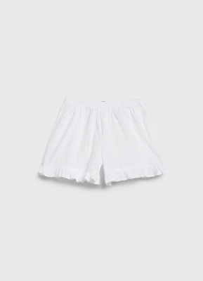 Шорты из ткани с жатым эффектом для девочек, Белый