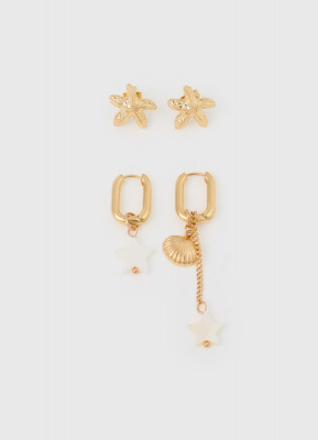 Набор серёг для девочек, 2 пары, Золотой