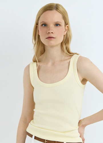 Базовая майка в рубчик, Желтый