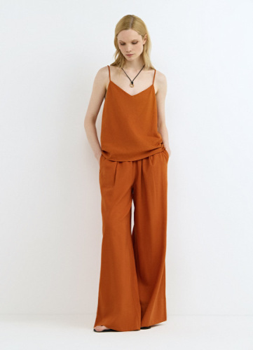 Топ изо льна на бретелях, Оранжевый