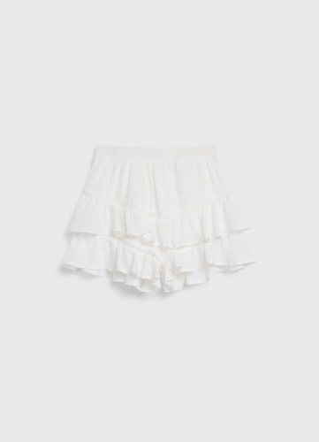 Шорты из ткани с жатым эффектом для девочек, Белый