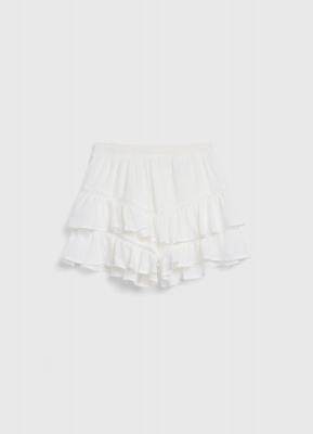 Шорты из ткани с жатым эффектом для девочек, Белый