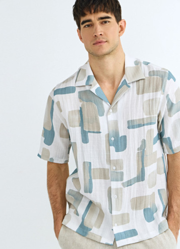 Рубашка из вискозы с принтом, Зеленый