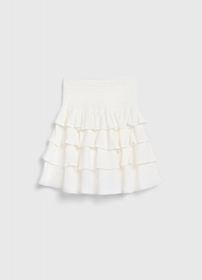 Юбка из ткани с жатым эффектом для девочек, Белый