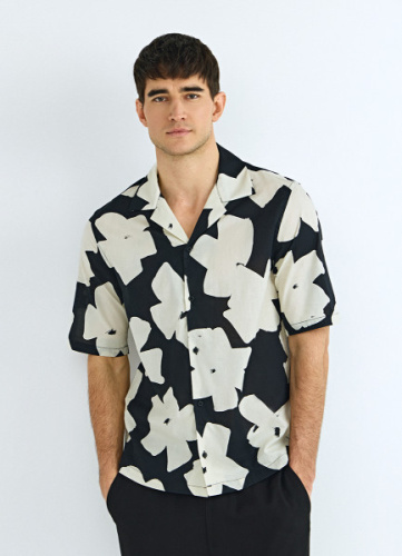 Рубашка из хлопка с принтом, Бежевый