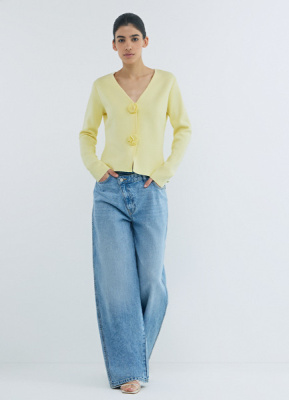 Широкие джинсы с асимметричной застёжкой, Голубой