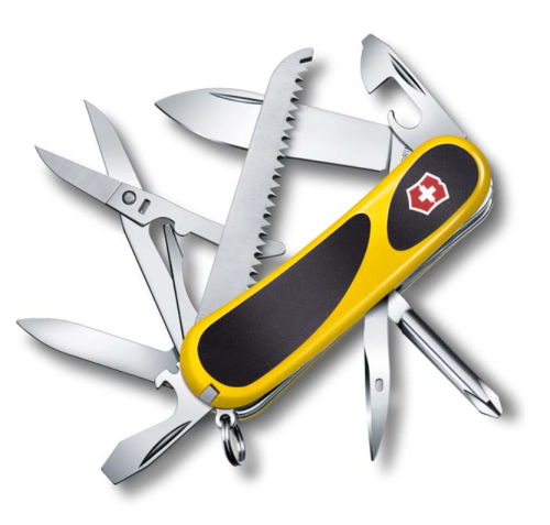 Нож перочинный Victorinox EvoGrip 18, сталь X50CrMoV15, рукоять термопластик GRN, жёлто-черный