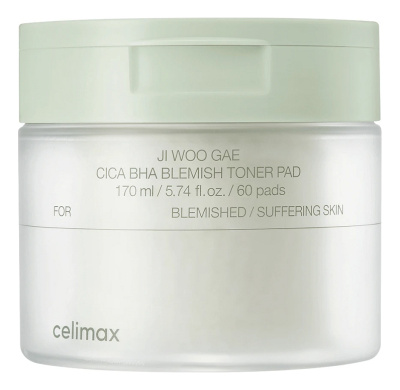 Пэды для борьбы с несовершенствами кожи лица Ji Woo Gae Cica BHA Blemish Toner Pad: Пэды 60шт