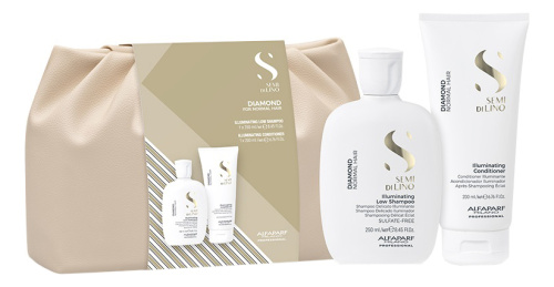 Набор для волос Semi Di Lino Diamond Illuminating Duo (кондиционер 200мл + шампунь 250мл + косметичка)
