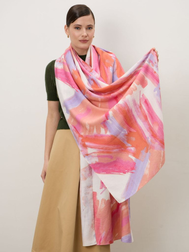 Шарф из вискозы 12024 Geo оранжево-розовый