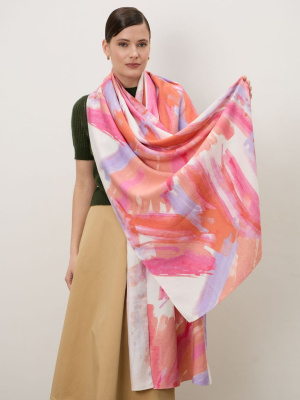 Шарф из вискозы 12024 Geo оранжево-розовый
