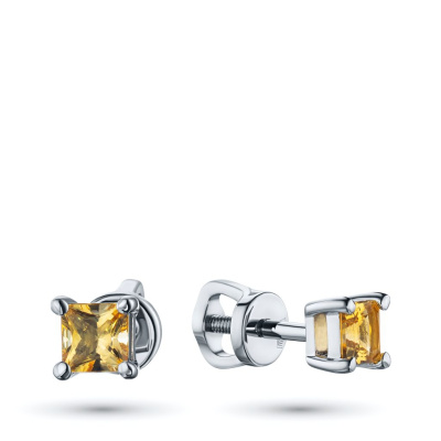 Пусеты из серебра с цитринами э0620пс03220410