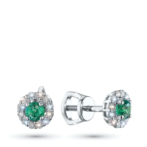 Пусеты из серебра с изумрудами э0667пс04190300