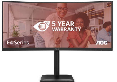 Монитор 34" AOC CU34E4CV 3440x1440, WLED, 21:9, VA, 350cd/m, 3500:1, 20M:1, 4мс, 178/178, HDMI, DP, USB, 120Hz, black